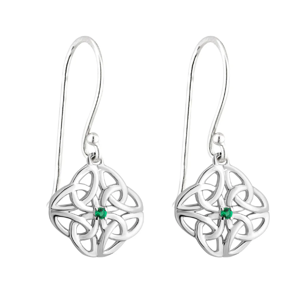 Celtic Knot with Green Accent Earrings