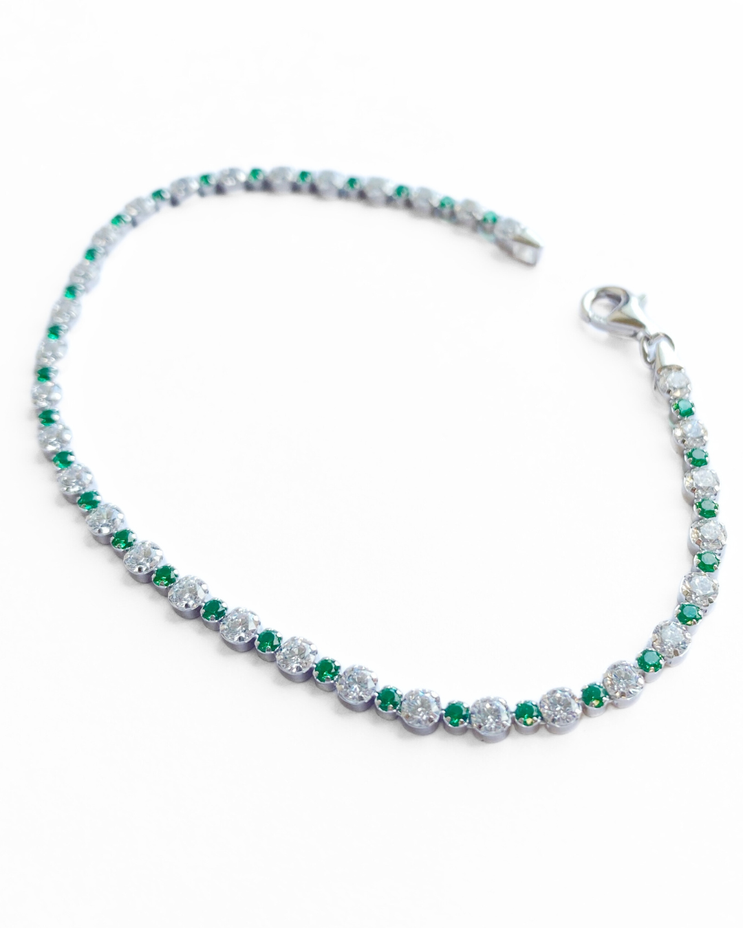 New! Green Cubic Zirconia Tennis Bracelet