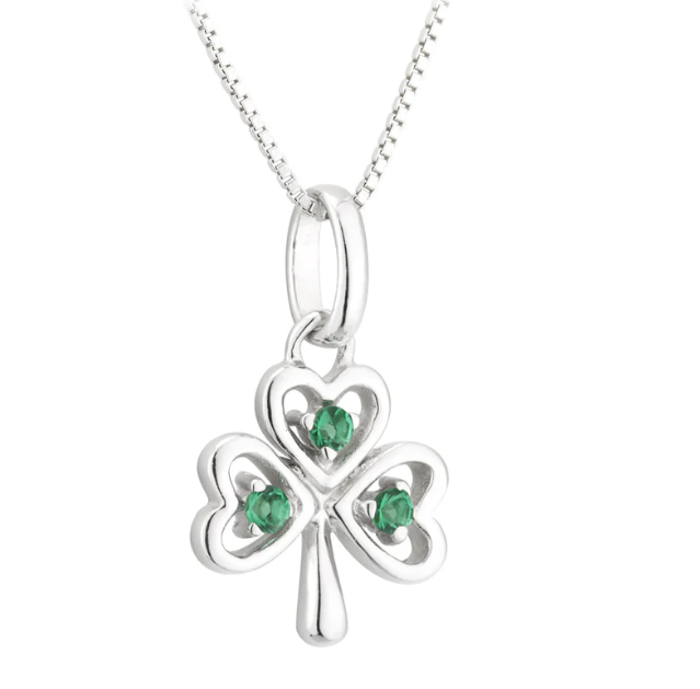 Silver Green Shamrock Pendant