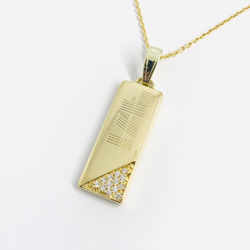 Gold ingot necklace on sale pendant